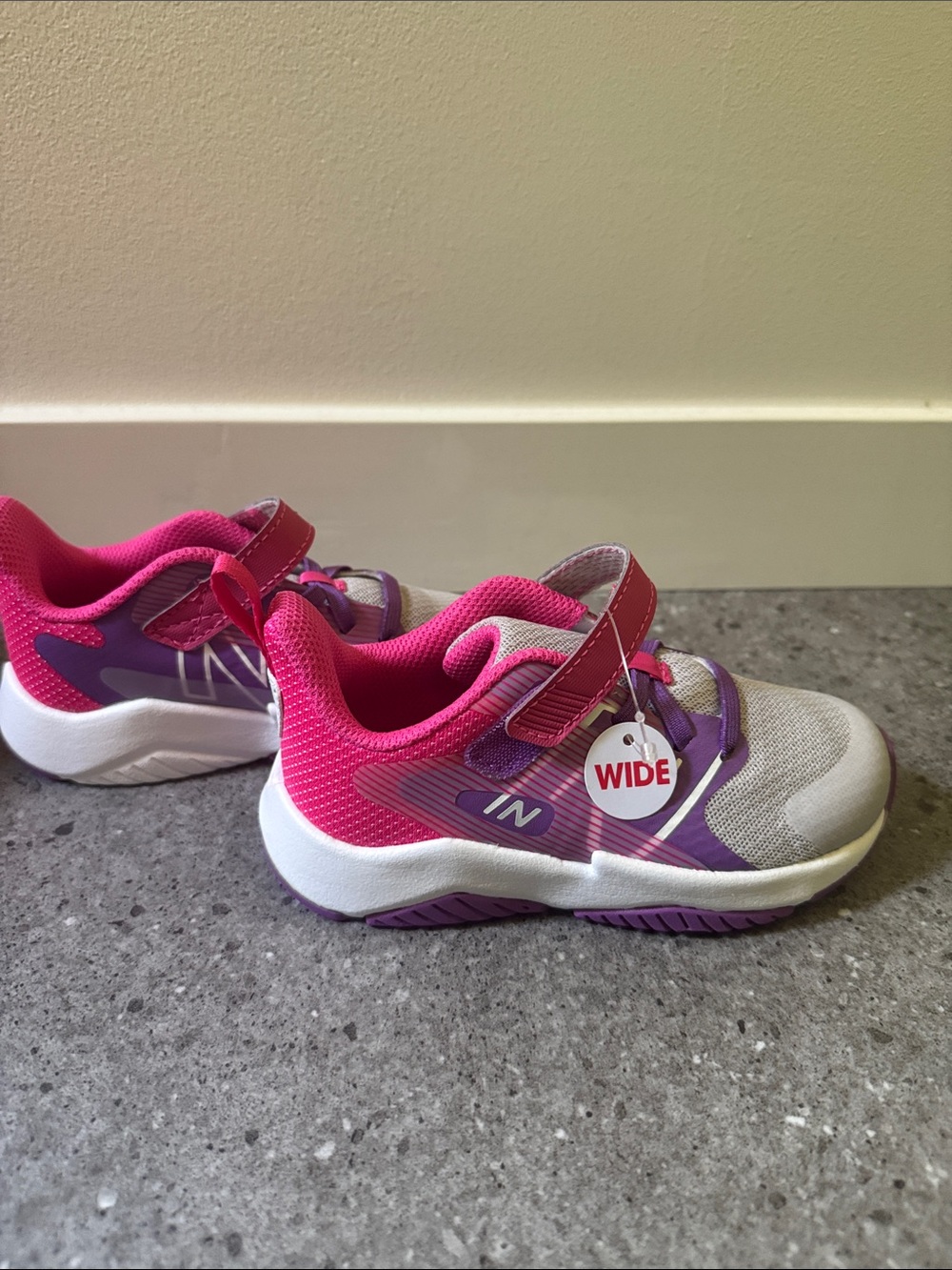 New Balance Kids Grey Sneaker with Purple & Pink Accents - Picture 2 of 2